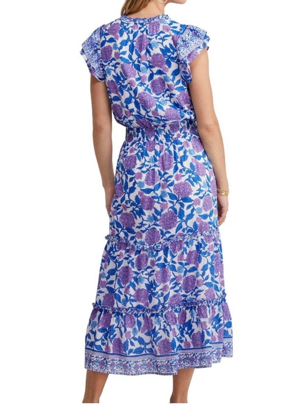 Vineyard Vines Blue & Purple Floral Tiered Maxi Dress - Picture 2 of 5